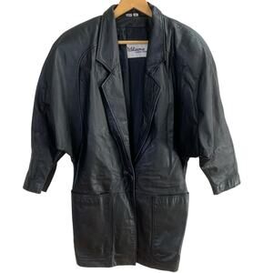 Wilsons Size S Women's Genuine Leather Batwing Sleeves Jacket Black One Button